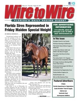 Florida Sires Represented in Friday Maiden Special Weight