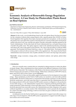 Economic Analysis of Renewable Energy Regulation in France: a Case Study for Photovoltaic Plants Based on Real Options
