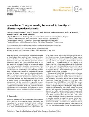 A Non-Linear Granger-Causality Framework to Investigate Climate–Vegetation Dynamics