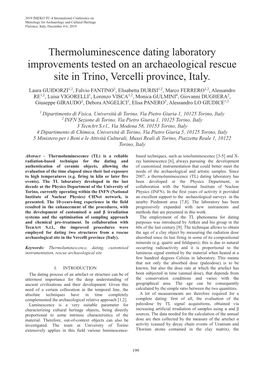 Thermoluminescence Dating Laboratory Improvements Tested on an Archaeological Rescue Site in Trino, Vercelli Province, Italy