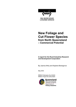 New Foliage and Cut Flower Species from North Queensland – Commercial Potential