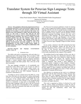 Translator System for Peruvian Sign Language Texts Through 3D Virtual Assistant