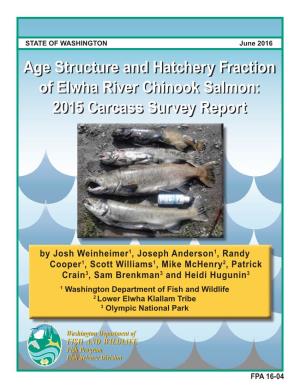 Age Structure and Hatchery Fraction of Elwha River Chinook Salmon: 2015 Carcass Survey Report
