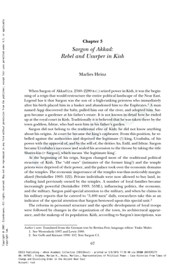 Sargon of Akkad: Rebel and Usurper in Kish