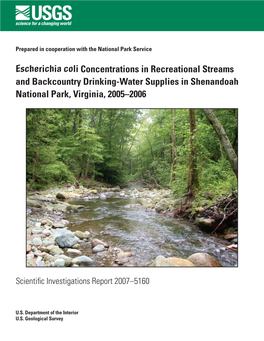 Escherichia Coli Concentrations in Recreational Streams and Backcountry Drinking-Water Supplies in Shenandoah National Park, Virginia, 2005–2006