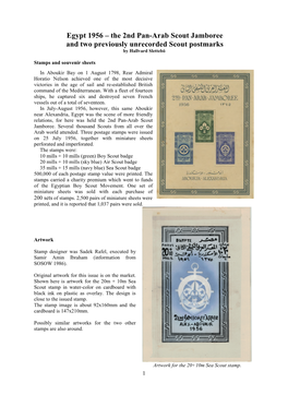 Egypt 1956 – the 2Nd Pan-Arab Scout Jamboree and Two Previously Unrecorded Scout Postmarks by Hallvard Slettebö
