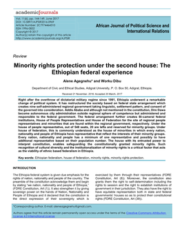 Minority Rights Protection Under the Second House: the Ethiopian Federal Experience