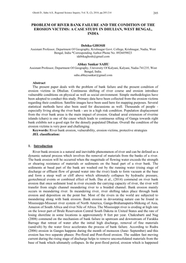 Problem of River Bank Failure and the Condition of the Erosion Victims: a Case Study in Dhulian, West Bengal, India