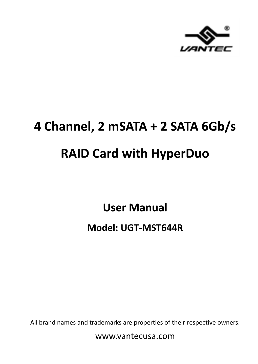 4 Channel, 2 Msata + 2 SATA 6Gb/S RAID Card with Hyperduo