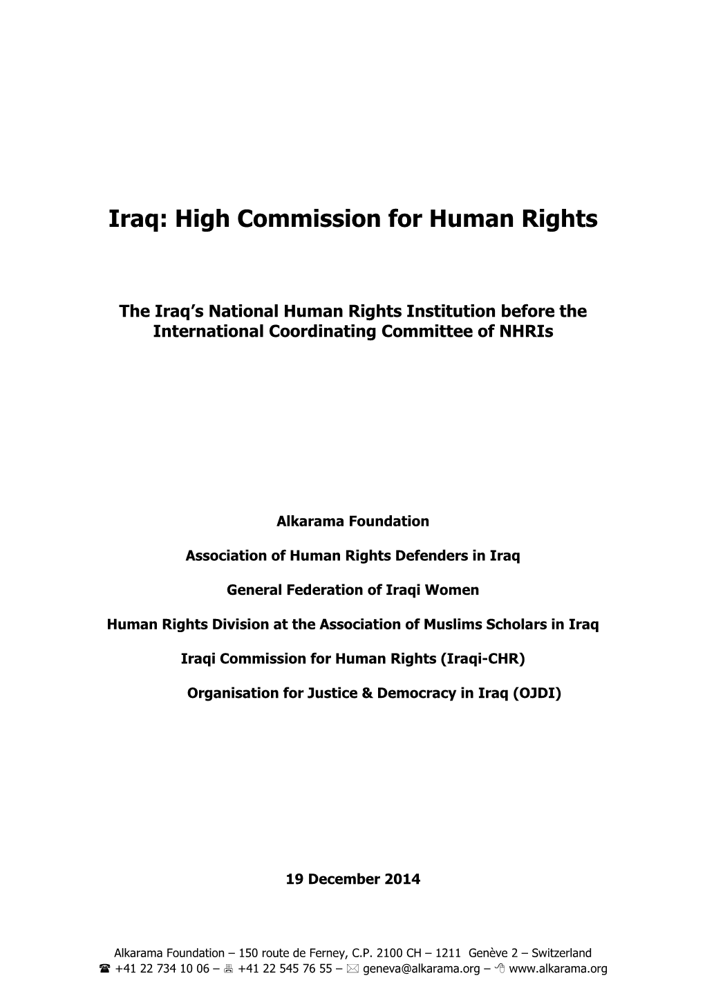 Iraq: High Commission for Human Rights