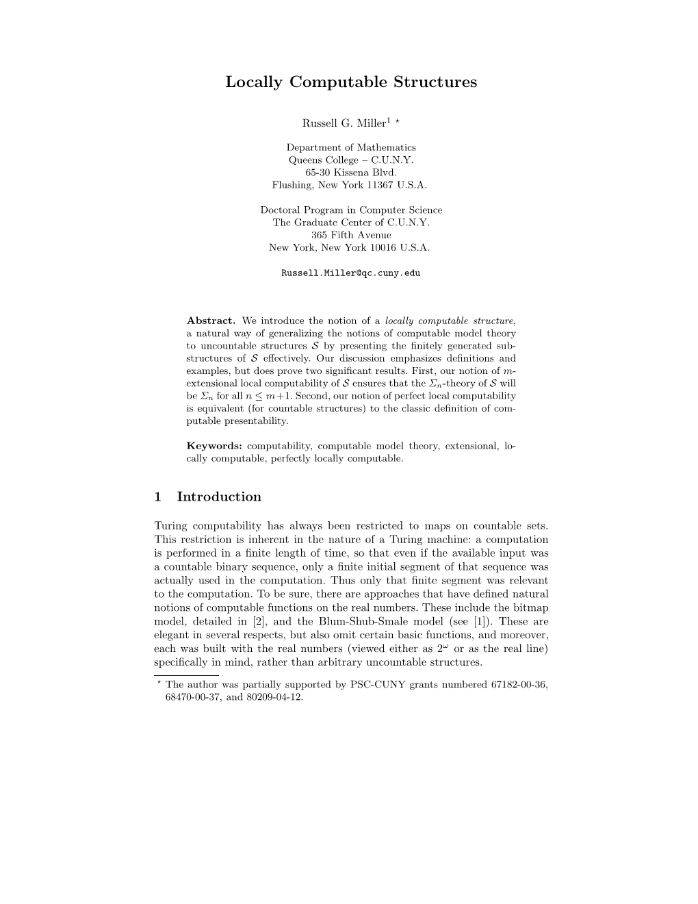 Locally Computable Structures