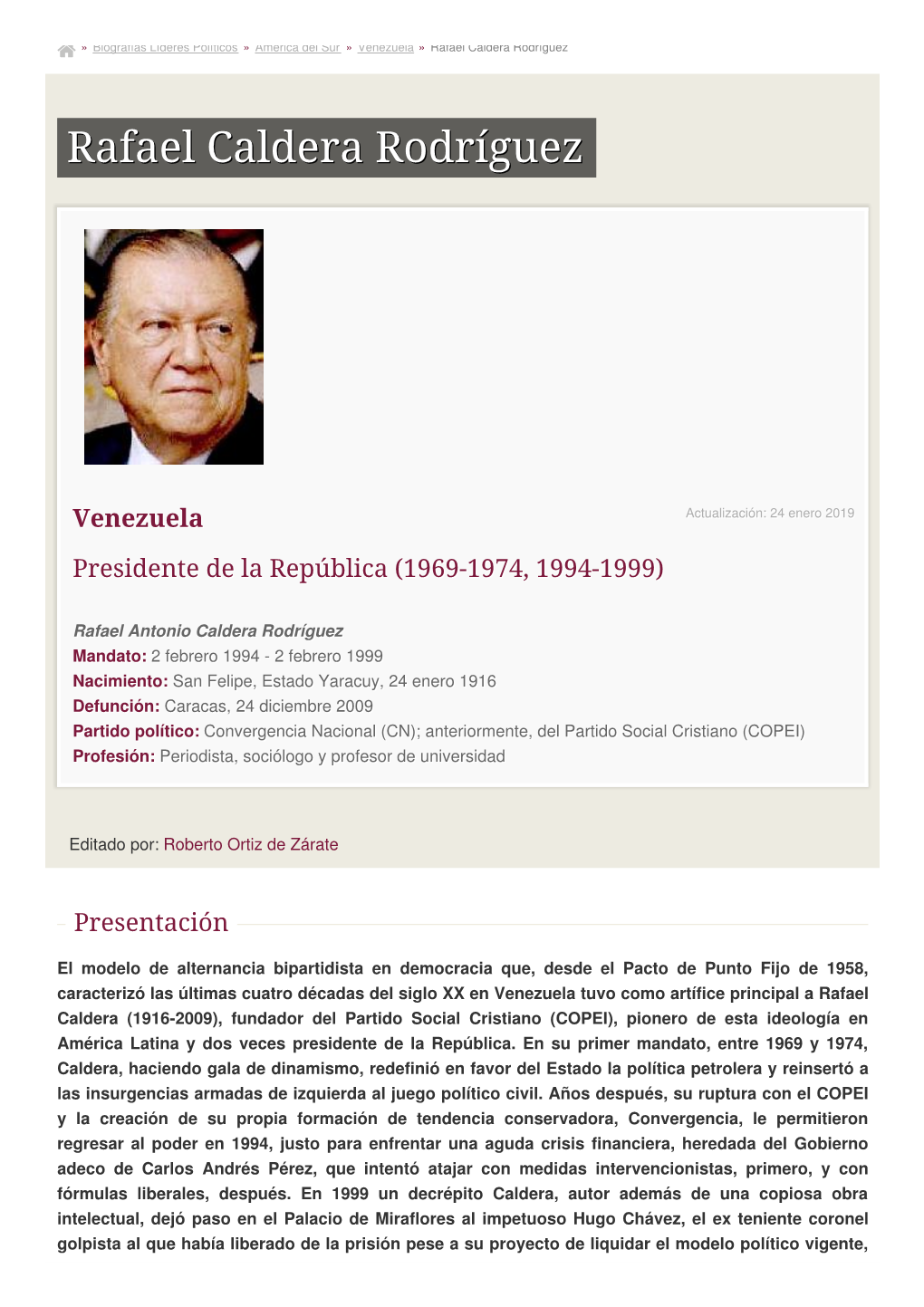 Venezuela » Rafael Caldera Rodríguez