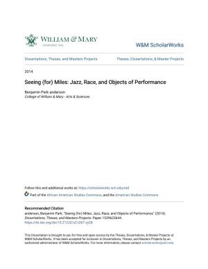 Seeing (For) Miles: Jazz, Race, and Objects of Performance