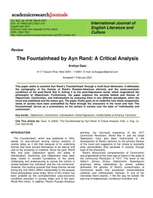The Fountainhead by Ayn Rand: a Critical Analysis