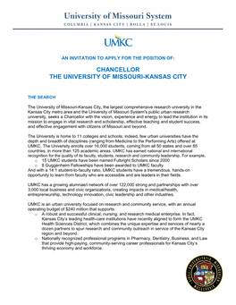 UMKC Chancellor Position Profile