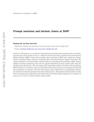 Prompt Neutrinos and Intrinsic Charm at Ship