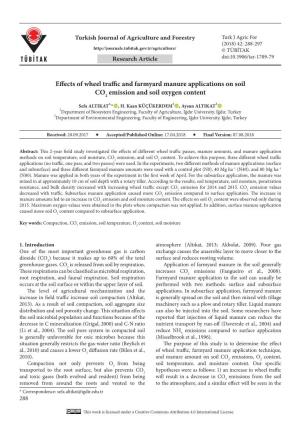 Effects of Wheel Traffic and Farmyard Manure Applications on Soil CO2