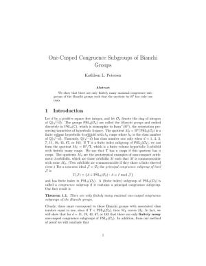 One-Cusped Congruence Groups of Bianchi Groups