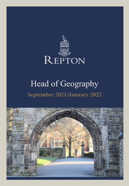 Head of Geography September 2021/January 2022 JOB DESCRIPTION | HEAD of GEOGRAPHY