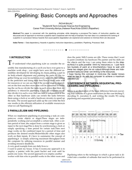 Pipelining: Basic Concepts and Approaches