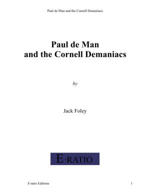 Paul De Man and the Cornell Demaniacs by Jack Foley