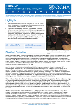 UKRAINE Situation Report No.25 As of 30 January 2015