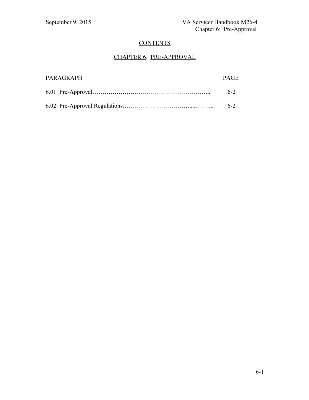 September 9, 2015 VA Servicer Handbook M26-4