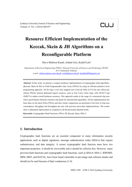 Resource Efficient Implementation of the Keccak, Skein & JH Algorithms on a Reconfigurable Platform