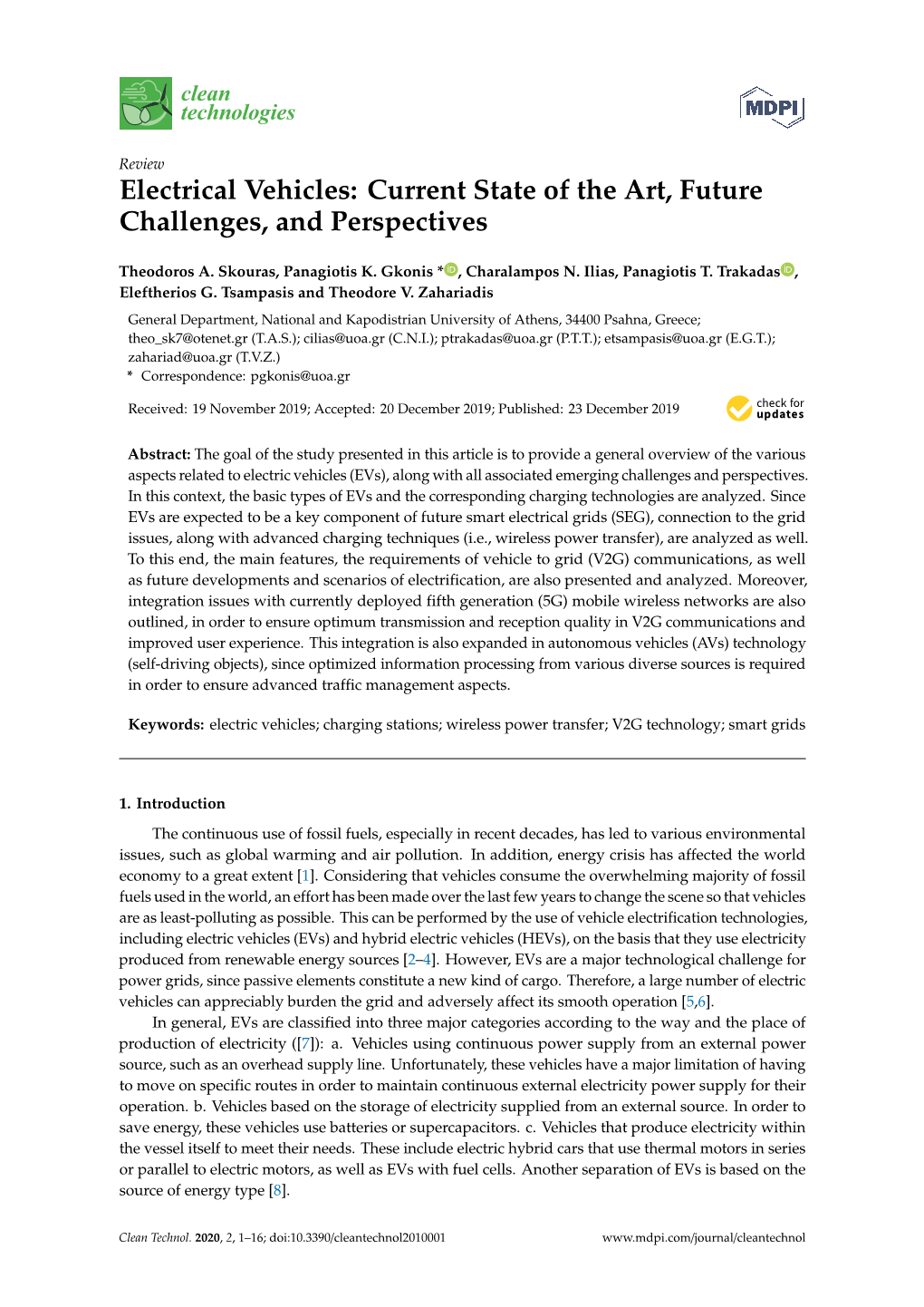 Electrical Vehicles: Current State of the Art, Future Challenges, and Perspectives