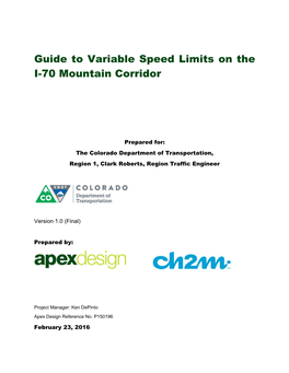 Guide to Variable Speed Limits on the I-70 Mountain Corridor