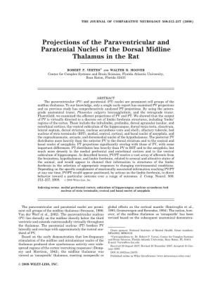 Projections of the Paraventricular and Paratenial Nuclei of the Dorsal Midline Thalamus in the Rat