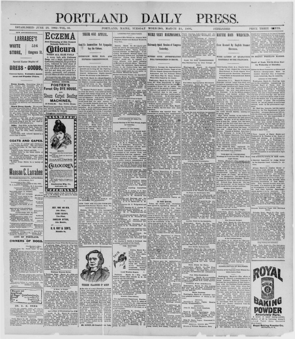 Portland Daily Press: March 31, 1896