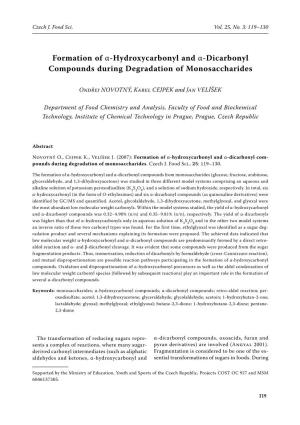 Formation of Α-Hydroxycarbonyl and Α-Dicarbonyl Compounds During Degradation of Monosaccharides
