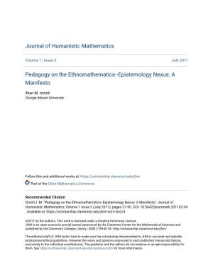 Pedagogy on the Ethnomathematics--Epistemology Nexus: a Manifesto