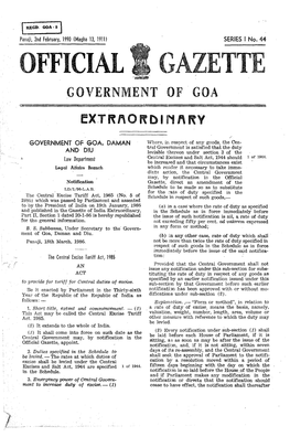 Official (;Azette Go\'Ernment of Goa