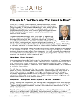 If Google Is a 'Bad' Monopoly, What Should Be Done?