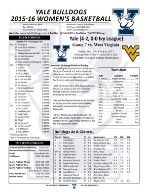 Yale Bulldogs 2015-16 Women's Basketball