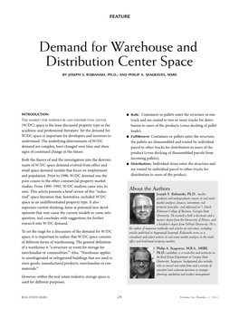 Demand for Warehouse and Distribution Center Space