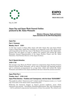 Japan Day and Japan Week General Outline Produced by Mr