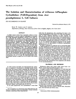 Cycloaldolase (NAD-Dependent) from Acer Pseudoplatanus L. Cell Cultures