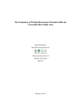 The Evaluation of Wetland Restoration Potential Within the Cornwallis River Study Area