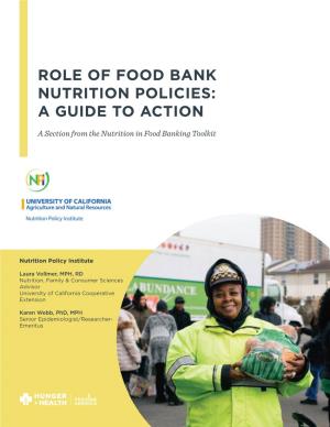 Role of Food Bank Nutrition Policies: a Guide to Action