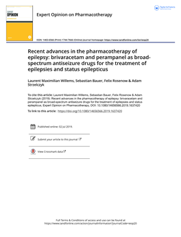 Brivaracetam and Perampanel As Broad-Spectrum Antiseizure Drugs