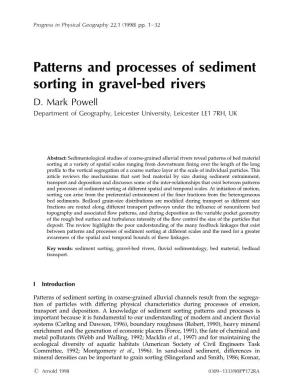 Patterns and Processes of Sediment Sorting in Gravel-Bed Rivers D