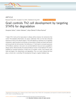 Grail Controls Th2 Cell Development by Targeting STAT6 for Degradation