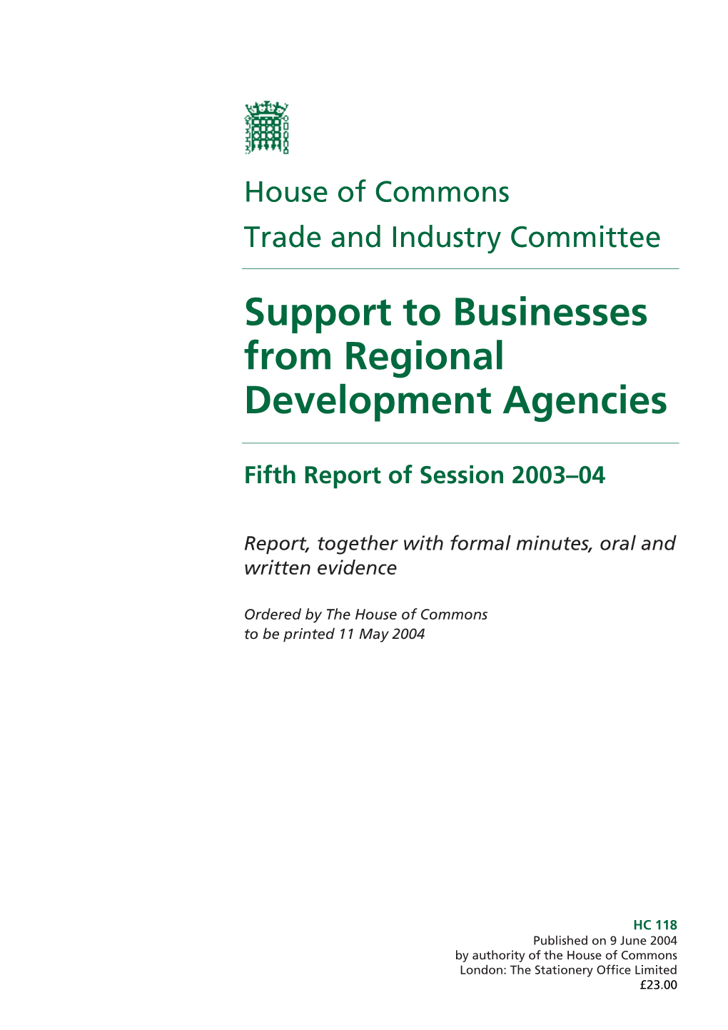 Support to Businesses from Regional Development Agencies