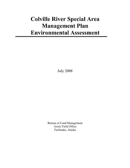 Colville River Special Area Management Plan Environmental Assessment