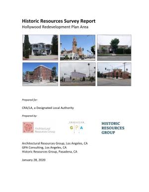Historic Resources Survey Report Hollywood Redevelopment Plan Area