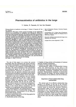Pharmacokinetics of Antibiotics in the Lungs
