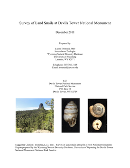 Survey of Land Snails at Devils Tower National Monument
